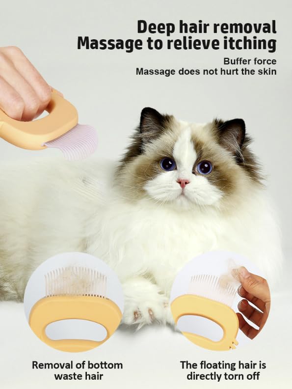 Image of Soft Deshedding Brush Proven Grooming Tools For Dogs Cats and Other Animals Removal Massaging Shell Comb Grooming and Shedding Matted Fur Remover (ORANGE)