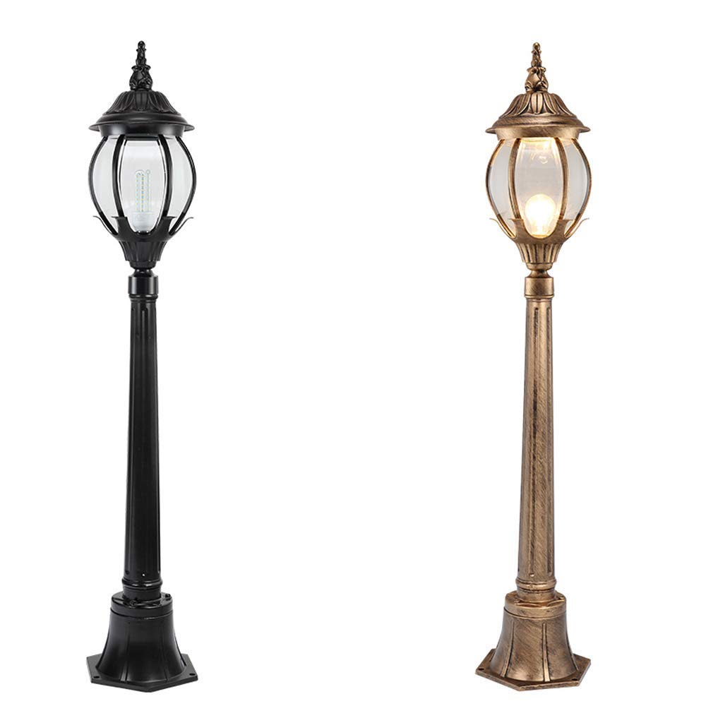 Amerykański retro vintage antyczny wodoodporny szklany ogród trawnikowy europejski słup słupowy lampa aluminiowa willa wspólnota dziedziniec wysoki słup krajobraz trawnik,Bronze-175cm