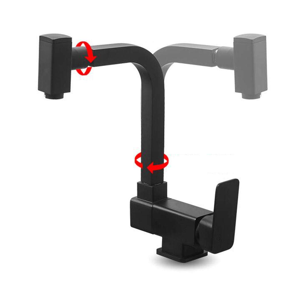 ZYCHSJXA Folding Kitchen Faucets Inner Window Black Brass Hot and Cold Faucet Rotatable Foldable Sink