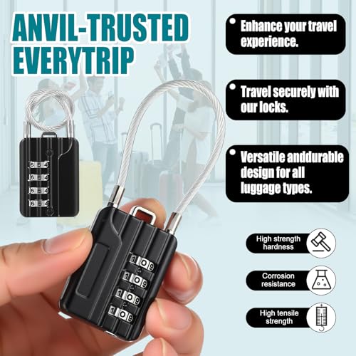 Moxweyeni 32 Pack Luggage Combination Lock 4 Digit Cable Padlock for Gym Padlock Waterproof Resettable Padlocks for Travel Suitcase Backpack School Gym Cabinet (Black) by Moxweyeni - Image 4
