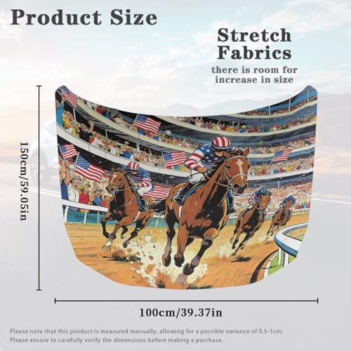 Image of Car Hood Cover Protector 59x39 inches Stretchable Auto Hood Wrap American Flag Horse Racing Waterproof Auto Exterior Accessories for Compact Sedans SUV Trucks