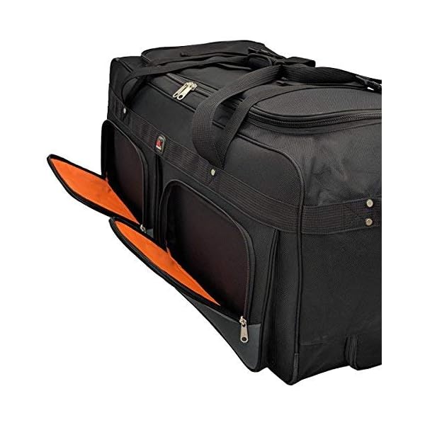 Amaro Extra Large Rolling Duffle Bag, Wheeled Travel Camping Bag, Black