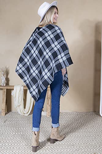 Blanket Shawl Wrap Mommy and Me Matching Cape - Boho Open Front Winter Poncho Buffalo Plaid Warm Cardigan3