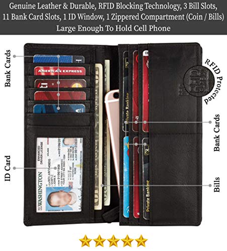 Image of RFID Blocking Mens Genuine leather Bifold Long Wallet