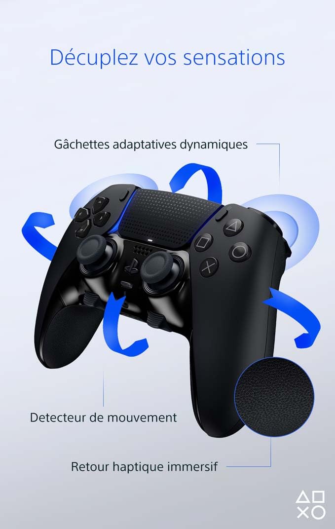 Playstation Sony, Manette 5 DualSense Edge, Sans Fil, Touches Arrière & Joysticks Interchangeables, Gâchettes Réglables, Profils Personnalisables, Compatible PS5/PC, Couleur : Noire