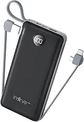 Power Bank, Carregador Portátil de 20000mAh com Carga Rápida, Múltiplas Portas, Design Leve e Proteção Inteligente para Dispositivos iOS e Android/USB/Type-C/Preto/(KV-P204-Preto)