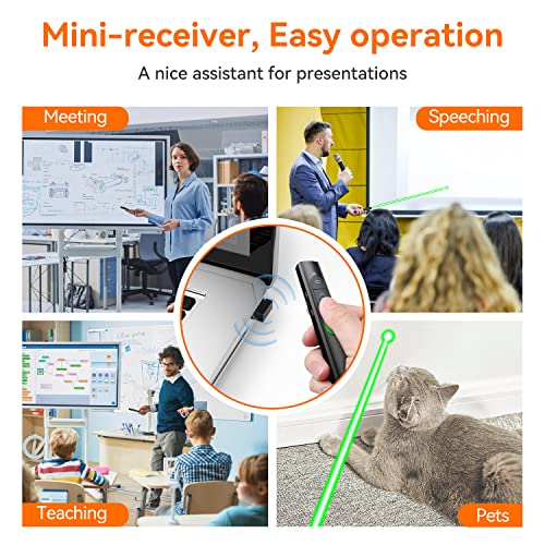 Image of Wireless Presentation Clicker PowerPoint Presenter Remote: Rechargeable Green Laser Pointer Clickers for Computer /Mac /PPT /Slideshow /Google Slide Advancer