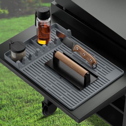 visnfa Side Shelf Mat for Blackstone, Silicone Utensil Rest