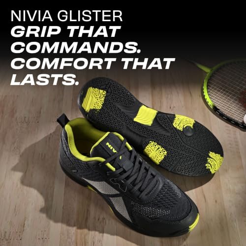 Image of Nivia Glister 2.0 Badminton Shoes for Men | Your Ultimate Companion for Superior Court Performance | Badminton Sports Shoes | Best Non Marking Court Shoes | (Grey /Orange /Red)