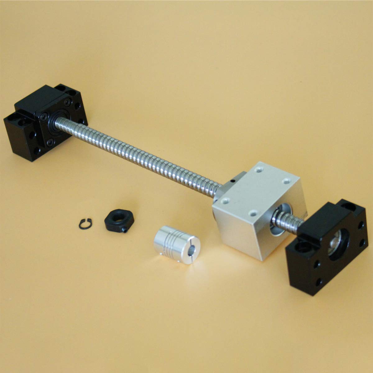 Husillo de bola SFU1204 400 mm de rosca de acero inoxidable husillo de bola con soporte BK10/BF10, carcasa de madre y embrague para automatizados