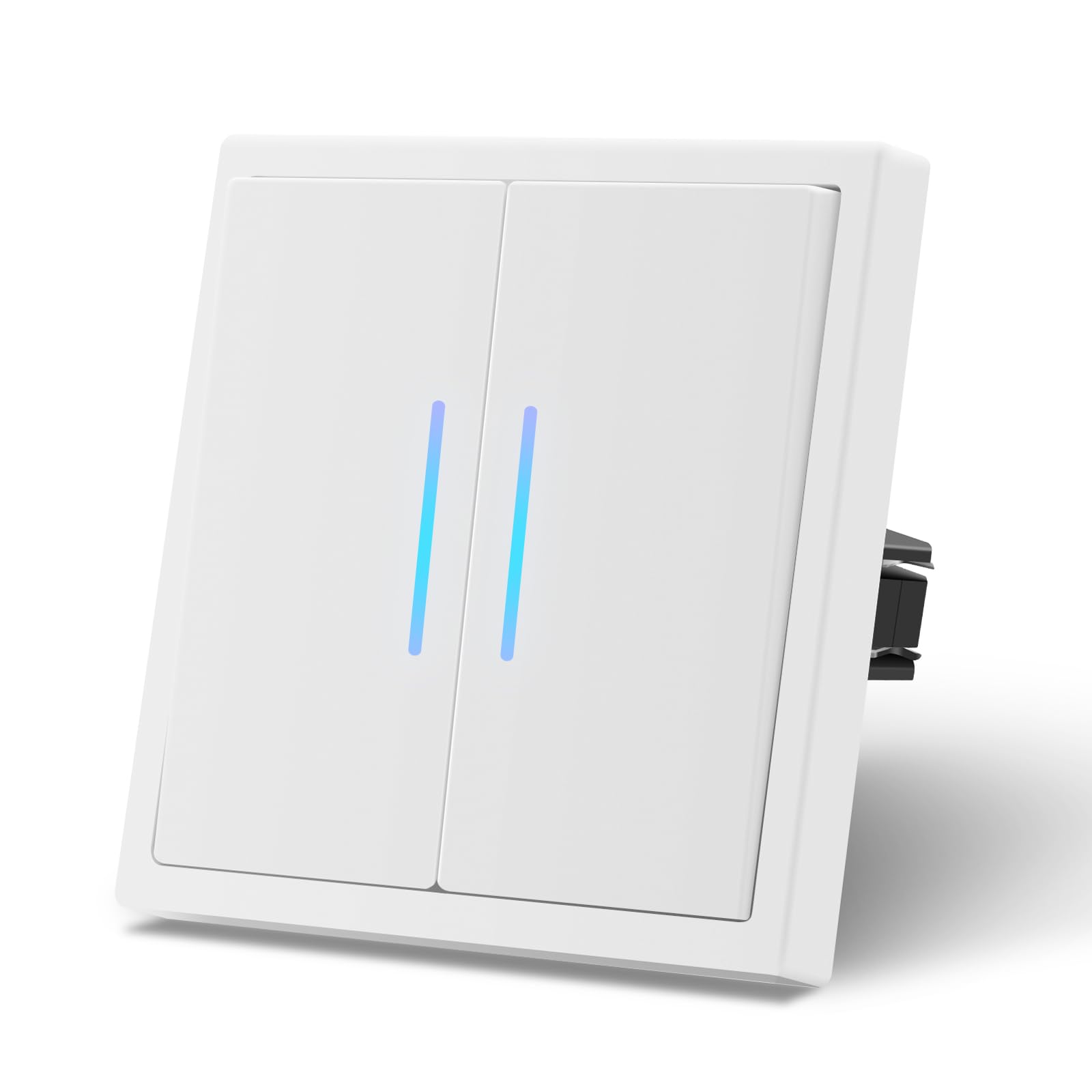 MVAVA Lichtschalter 2 Fach 1 Weg, Lichtschalter Unterputz mit Federanschlüsse, Seidig-Matte Wandschalter mit LED Kontrollleuchte, 80mm*80mm Weiß, M3-Serie