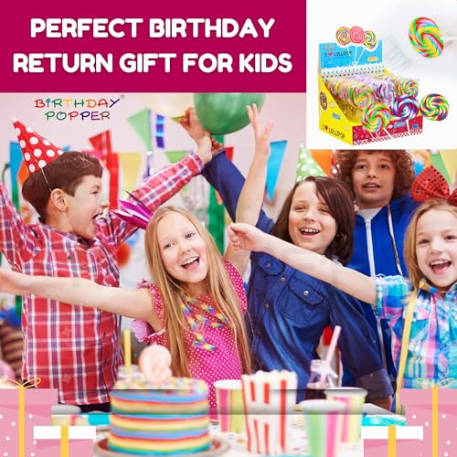 Image of Birthday Popper 36 Pcs Scented Candy Erasers for Kids as Birthday Return Gifts | Colorful Realistic Lollipop Pencil Erasers for School Stationery, Goodie Bags, Classroom Rewards for Boys & Girls
