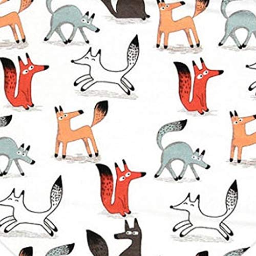 Amazon | 【韓国生地】 動物柄 キツネ柄 きつね柄 漫画風のキツネ 生地