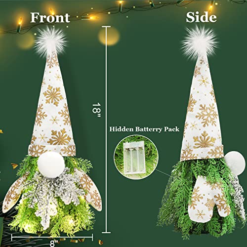 Mini Tabletop Christmas Tree With Lights - 18" Small White Artificial Gnome Christmas Trees With Snow For Christmas Decor, Holiday Gnome Christmas Decorations Indoor For Xmas Office Desk #TOP4