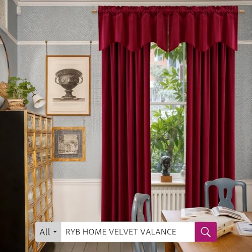 Image of RYB HOME Red Velvet Blackout Curtains 84 inches for Bedroom Living Room | Thermal Insulated, Privacy UV Block, Back Tab, Backdrapes for Movie Theater Stage Christmas, W52 x L90, 2 Panels