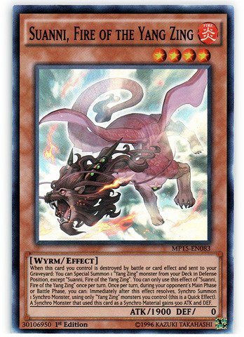 Amazon.com: YU-GI-OH! - Suanni, Fire of The Yang Zing (MP15-EN083