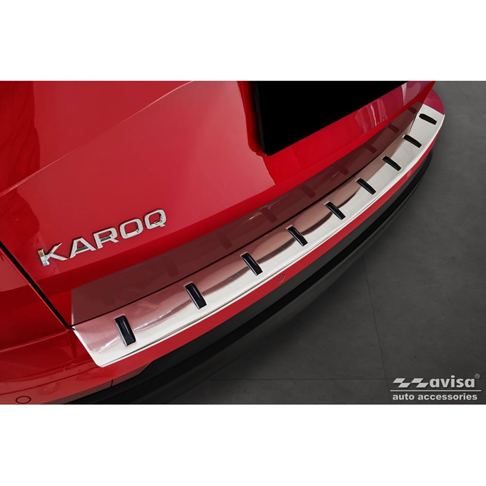 Avisa Silber Edelstahl Heckstoßstangenschutz Kompatibel Mit Skoda Karoq (Nu7) Facelift Inkl. Sportline 2022- 'Strong Edition'
