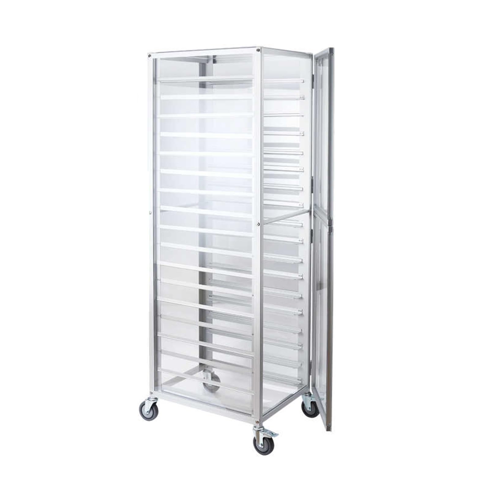 Étagère à pain en aluminium à 20 niveaux avec roulettes et portes d'armoire pour la cuisson, idéal pour un usage domestique et commercial