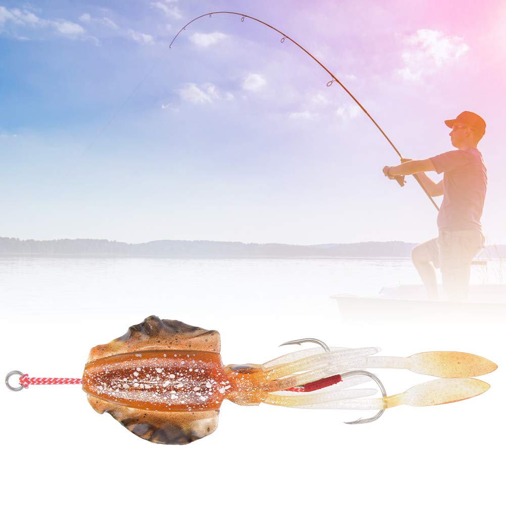 Appât de Pêche au Calmar aux Yeux 3D, Leurre de Poulpe 15.3 cm / 60g, Faux Appât pour Mer/Eau Douce (2#)