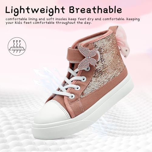 Toddler Sneakers for Girls Boys Fashion Canvas High Tops Butterfly Sequins Shoes Kids Casual Walking Shoes3