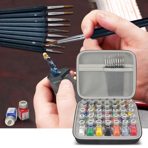 Image of ALKOO Paint Storage Bags for Testors Model Paint Set, Paint Organizer Carrying Case Holds 42 Bottles with 9 Paint Brushes, Paint Holder for Travel, Hobby Organization - Box Only