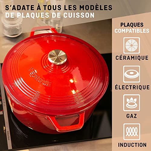 Cocotte Fonte Émaillée 6L 28cm Couvercle Arrosant VeoHome – Image 2