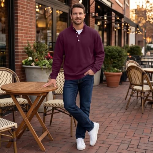 Long Sleeve Henley Shirts for Men Classic Big and Tall Baggy Shirts Sports - image 3