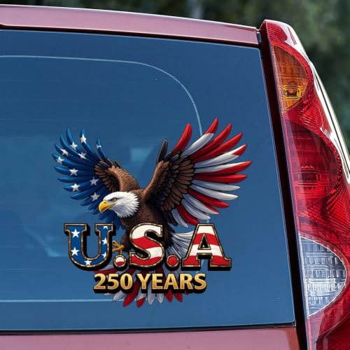 Image of 2pcs USA 250th Anniversary Merchandise Patriotic 1776-2026 Car Decals | Bumper Stickers for Cars, Trucks, Vehicles, 250 Years Commemorative Window Decal 10 inch