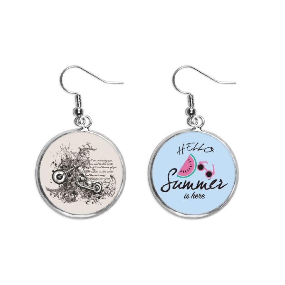 Pendientes de sandía estilo flower pattern con motivo de motocicleta 5