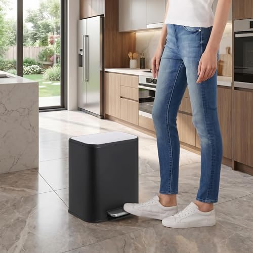 Caneca de basura rectangular 20L acero inox negra miniatura 7