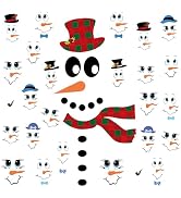 ZASKHLD 150Pcs Christmas Snowman Faces Stickers, Cute Snowman Face Decals Christmas Vinyl Glass W...