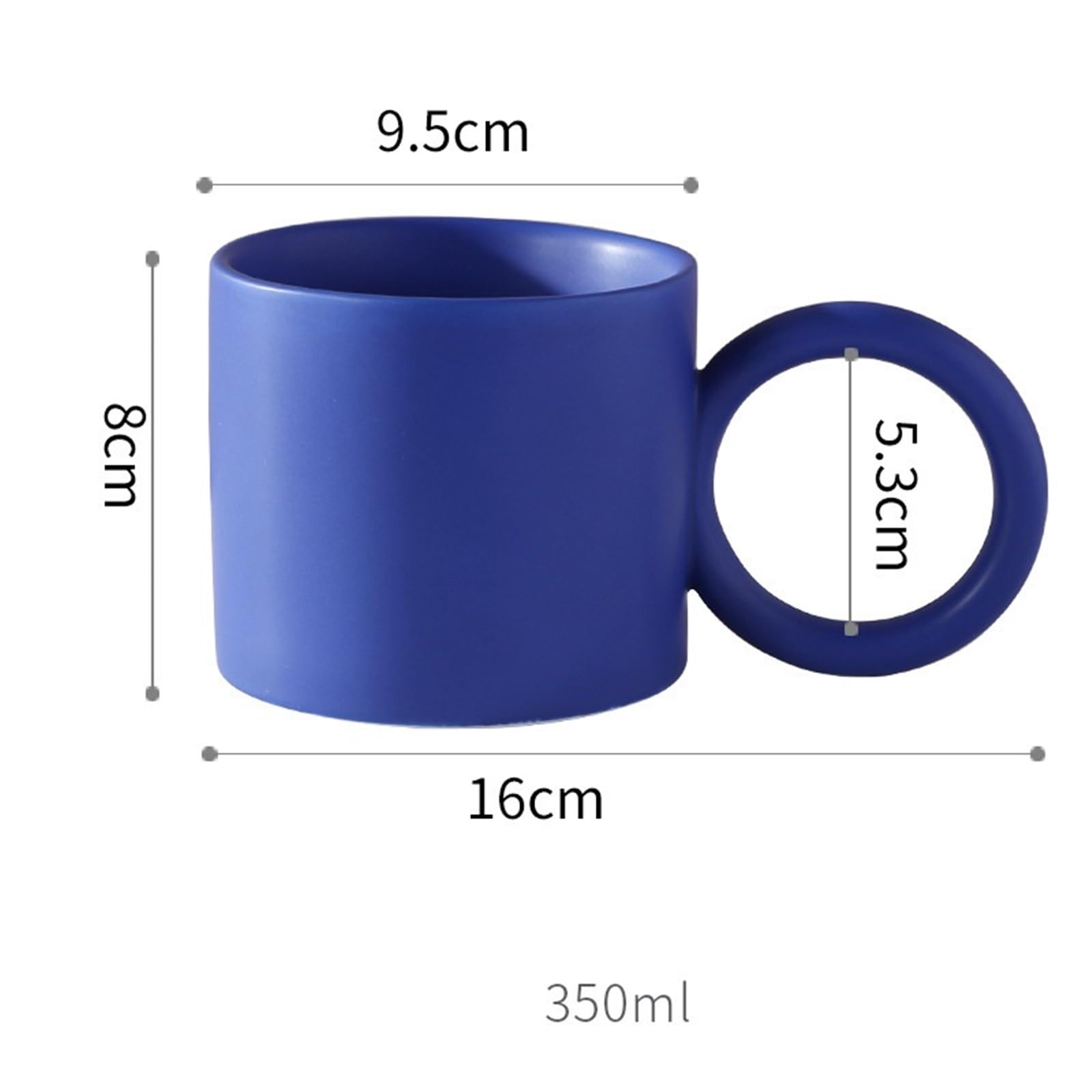 Taza de té Taza de café cerámica color sólido con asa, taza desayuno leche avena, 350 ml