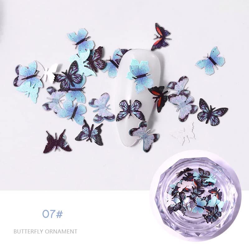 1 boîte de flocons de bois 3D en forme de papillon pour décoration d'ongles