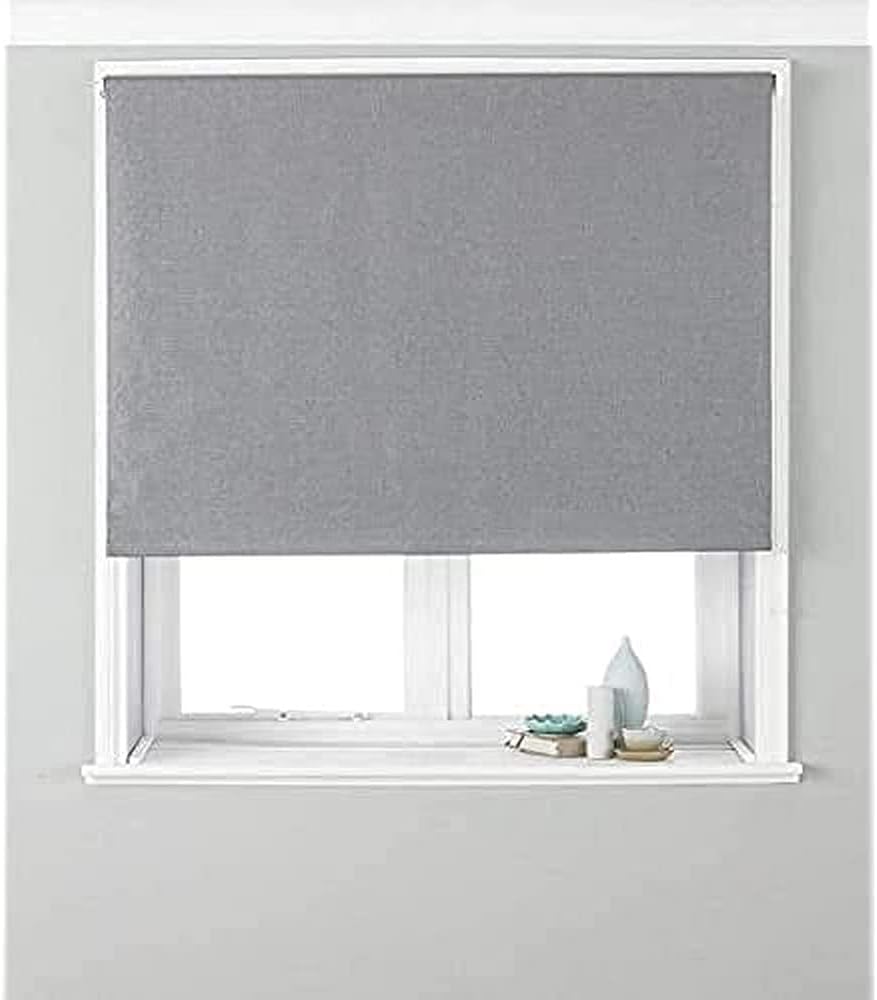 Riva Home Eclipse Blackout Roller Blind, Polyester, Silver, 91 x 162cm