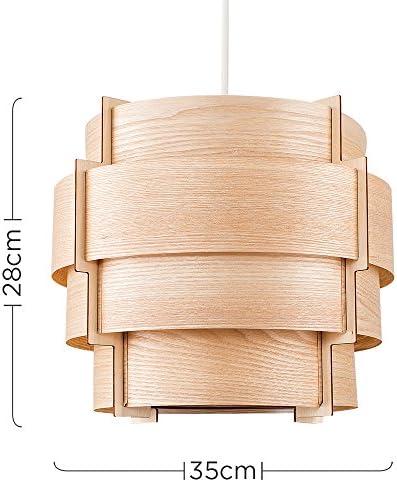 Modern Designer Retro Persia Wood Veneer Round Stepped Drum Ceiling Pendant Light Shade