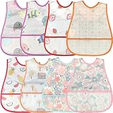 stshell 食事用エプロン よだれかけ ビブ ベビービブ スタイ スーパービブ ベビー防水よだれかけ サイズ調整可能 離乳食エプロン ソフトスタイ 保育園用 8枚入り (女の赤ちゃん)