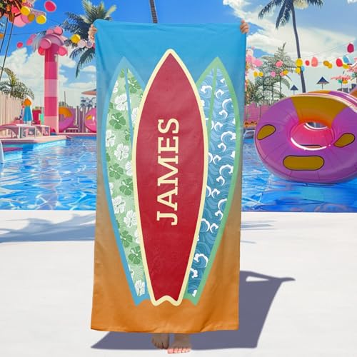 Dihope Personalised Beach Towels for Kids - Custom Beach Towels with Name - Quick Dry Soft Microfibre Swimming Towels for Kids, Customised Bath Pool Beach Towel for Boys Girls