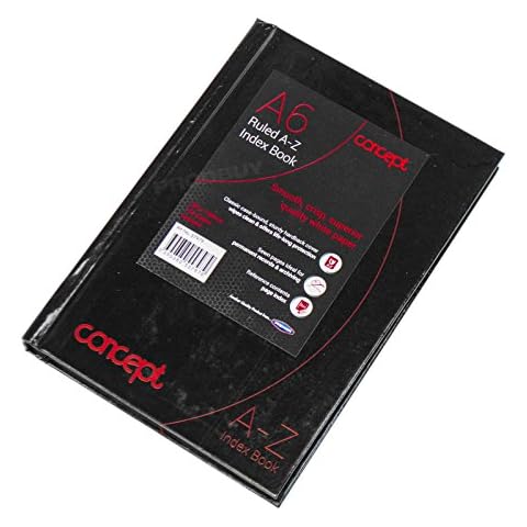 Pocket A6 A-Z Tabbed Address Index Book Black Hardback Paper Notebook Organiser Cover