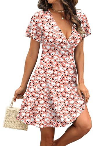 Image of RUMIA Women Casual Dresses Wrap V Neck Dress A-Line Summer Sundress Fashion