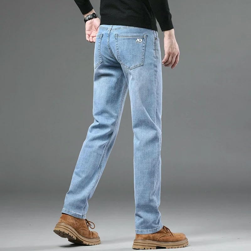 Business Straight Jeans Men's Spring Summer Thin Classic Straight Slim Denim Pants Comfortable Male Trousers3