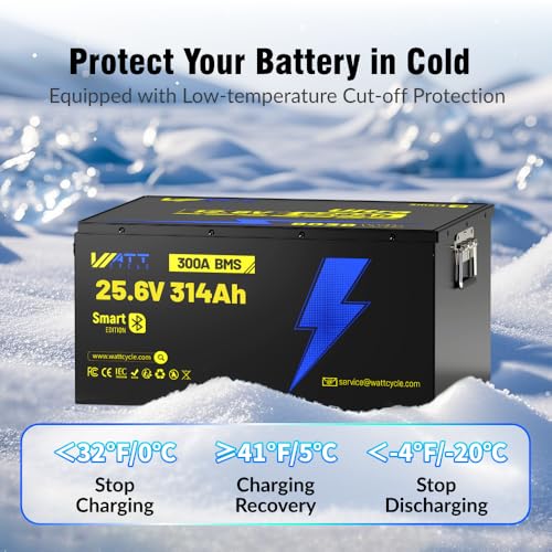 Image of Wattcycle 24V 314Ah LiFePO4 Battery 300A BMS Bluetooth 6000+ Cycles