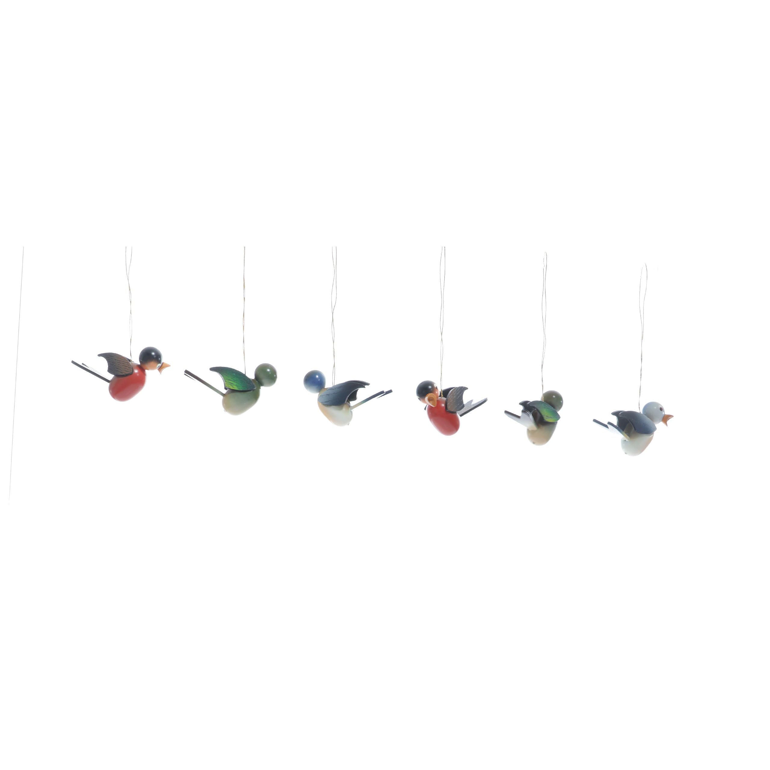 Rudolphs Schatzkiste Strauchbehang Singvögel hängend 6 Stück HxBxT 4x2x6cm NEU Christbaumschmuck Weihnachten Strauch Baumschmuck Frühling Frühlingsstrauch Holzschmuck Holz Seiffen Weihnachtsland