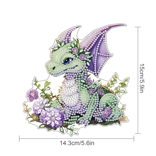 Image of AiYuanzsh Green Dragon Diamond Painting Hanging Pendant Kit Animal Special Shaped Diamond Art Acrylic Ornaments Diamond Dots Pendant for Adults Home Wall Window Decor Gift