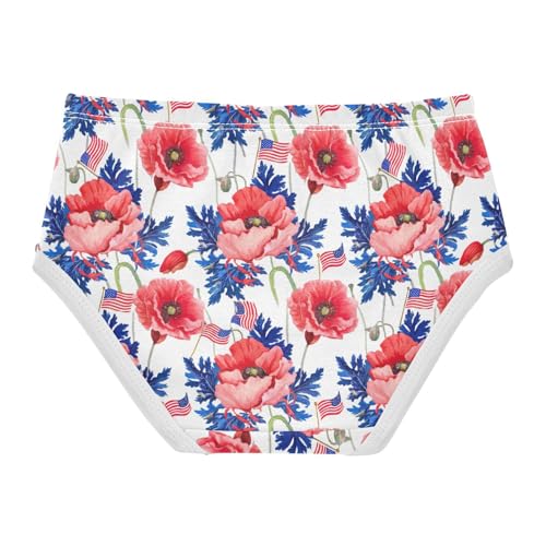 Joisal Girls Underwear Toddler 2t Cotton Girl Panties Cute Florals Briefs Underpants Red Flowers Blue Leaves2