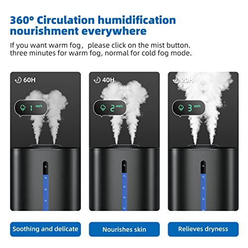 6L Humidifiers For Bedroom Large Room Home, Cool And Warm Humidifiers For Baby And Plants Mist Top Fill Desk Humidifiers Essential Oil Diffuser, Quiet Humidifiers With Adjustable Mist,360°Nozzle-Black #TOP3