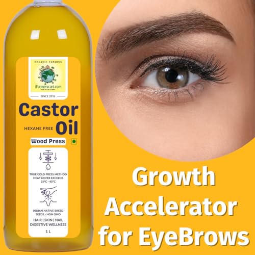 Image of Castor Oil Wood Pressed Pure Cold-Pressed Arandi Oil by Farmers Society | Edible | Hair Growth Skin Care Moisturizer Nails Luscious Eyelashes | Native Breed Castor from TamilNadu (1L)