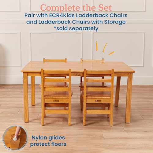 Image of ECR4Kids 30in x 48in Rectangular Hardwood Table with 22in Legs, Kids Furniture, Honey