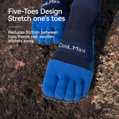 Image of AONIJIE Toe Socks for Men and Women Athletic Hiking Coolmax Socks with toes - Soft Comfortable and Moisture Wicking