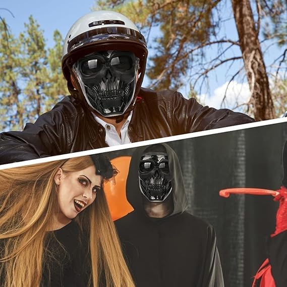Skull Motorcycle Goggle Mask β Full Face Riding Mask with UV Protection Bike Goggles, Windproof Dustproof Safety Glasses for Motorbike, Cycling, Airsoft, Paintball & Outdoor Riding 4