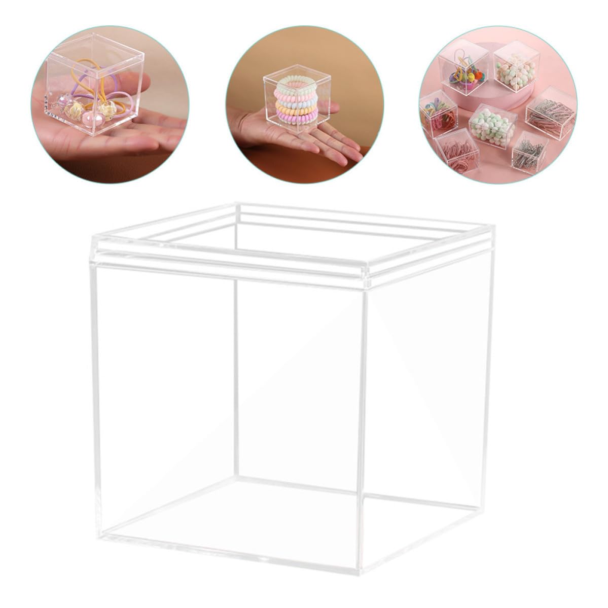 EXCEART Caja cúbica de Almacenamiento para Objetos de colección y Dulces, 12 Unidades con Tapa fácil de Abrir, Organizador Transparente para Manualidades y decoración